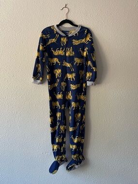 NWT Carter's Boys 5 Tiger Fleece Footed Pajamas Sleeper Navy Yellow Zip